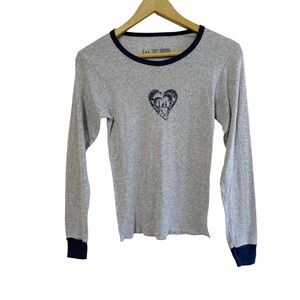 L.e.i Size Medium Gray Blue Graphic Long Sleeve Shirt Y2K Punk Elena Gilbert